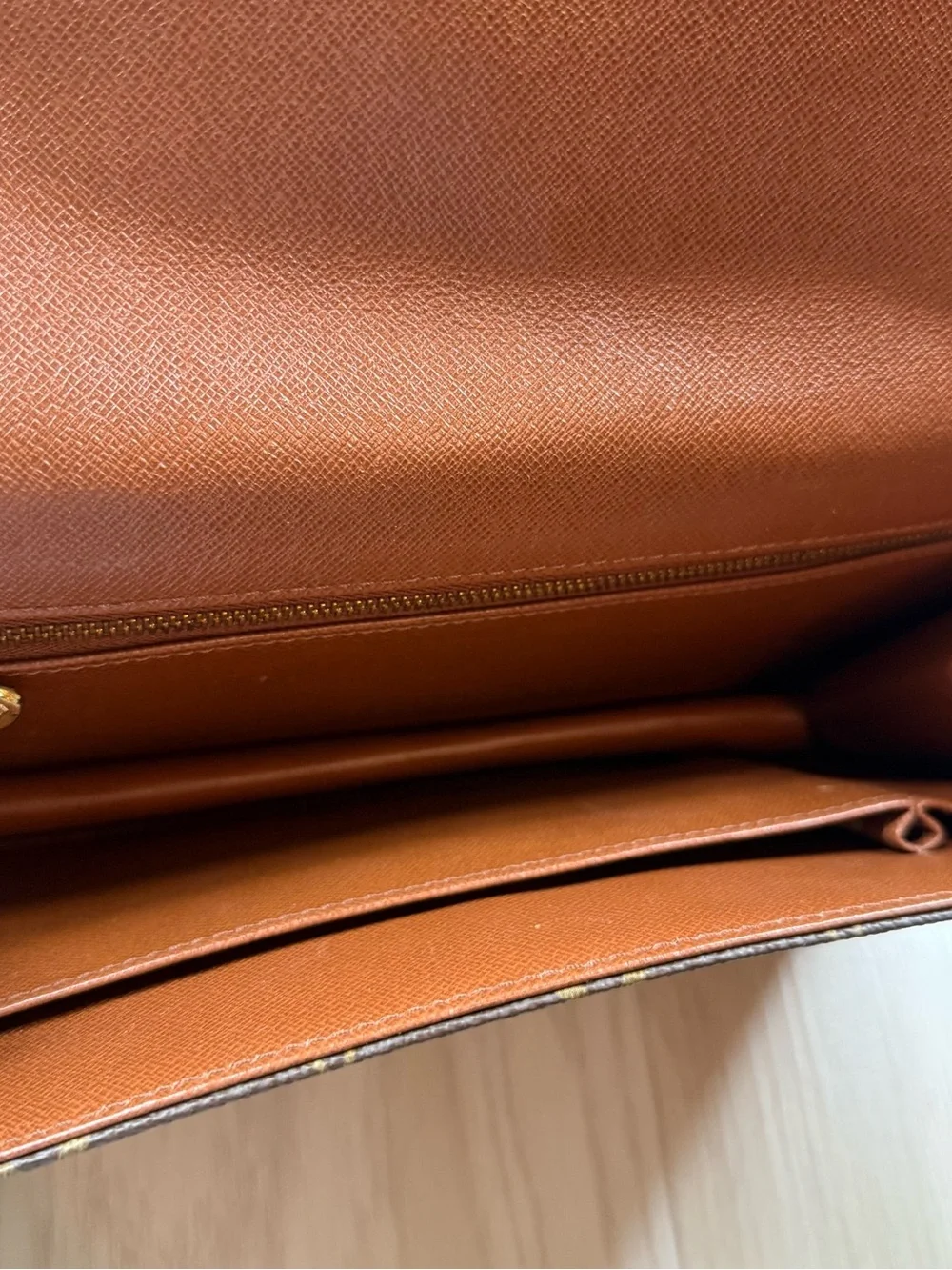 Louis Vuitton Monogram Foldover Clutch in Brown and Tan Leather Trim - Picture 12 of 16